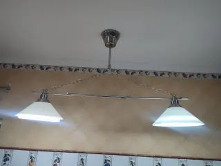 Lámpara colgante 2 luces plata y blanco