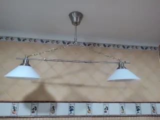 Lámpara colgante 2 luces plata y blanco
