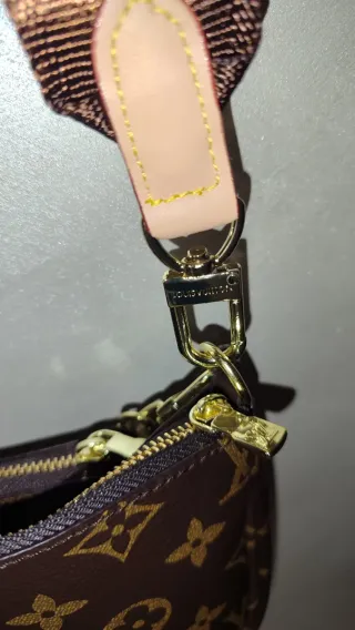 Borsa doppia marrone con  tracolla e portamonete