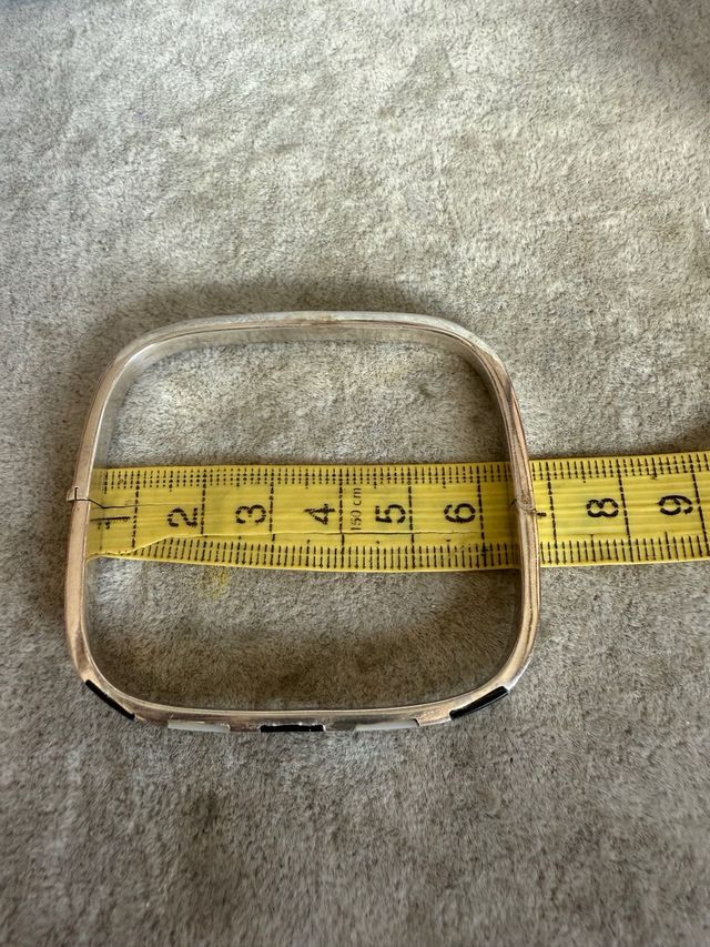 Pulsera Plata 925 Cuadrada Negra y Blanca