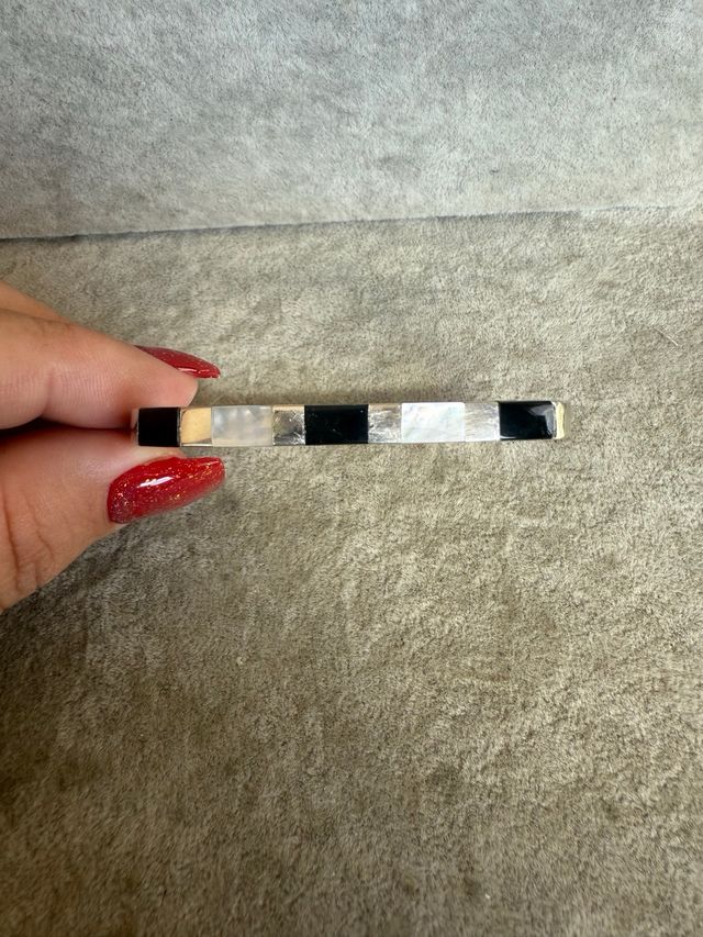 Pulsera Plata 925 Cuadrada Negra y Blanca