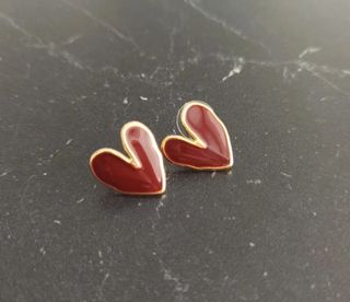 Pendientes Corazón Rojo y Dorado Nuevos