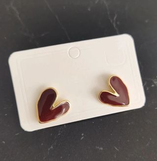 Pendientes Corazón Rojo y Dorado Nuevos