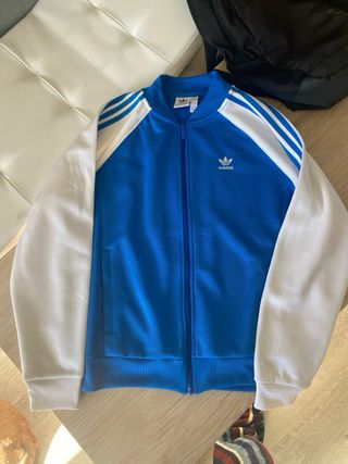 Sudadera Adidas Original  Azul y Blanca