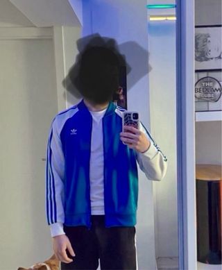 Sudadera Adidas Original  Azul y Blanca