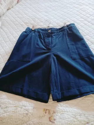 Bermuda algodón XL bolsillos laterales azul