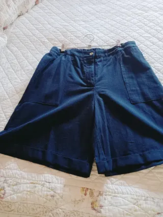 Bermuda algodón XL bolsillos laterales azul