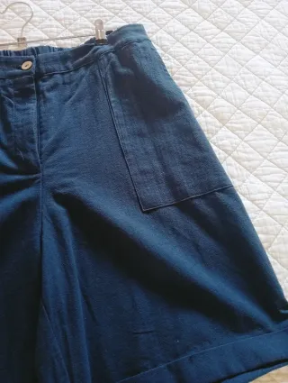 Bermuda algodón XL bolsillos laterales azul