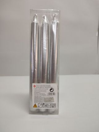 3 Velas Plateadas 23CM