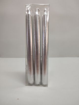 3 Velas Plateadas 23CM