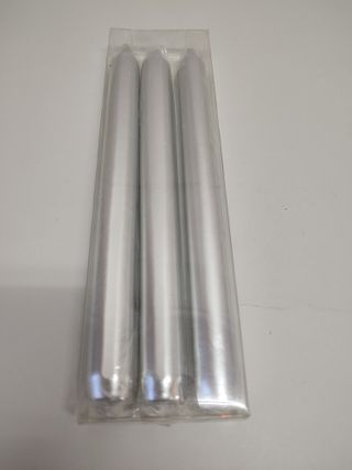 3 Velas Plateadas 23CM
