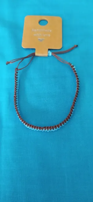 Pulsera macramé azul y marrón