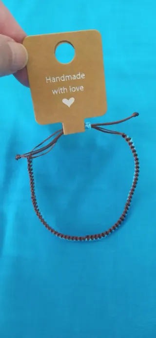 Pulsera macramé azul y marrón