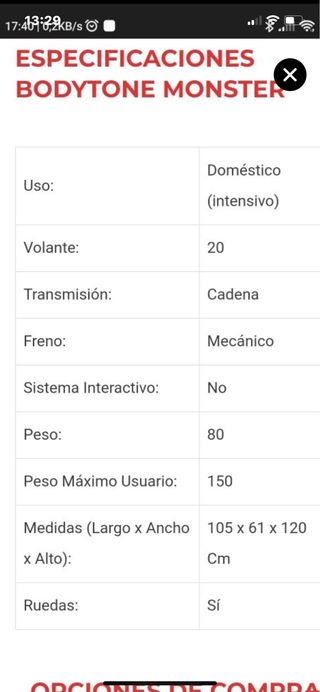 Bicicleta Spinning Bodytone BT