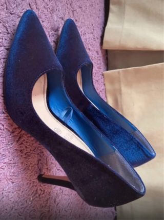 Tacones terciopelo azul marino