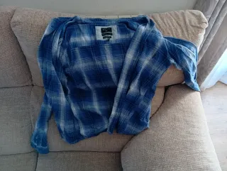 Camisa manga larga cuadros azul