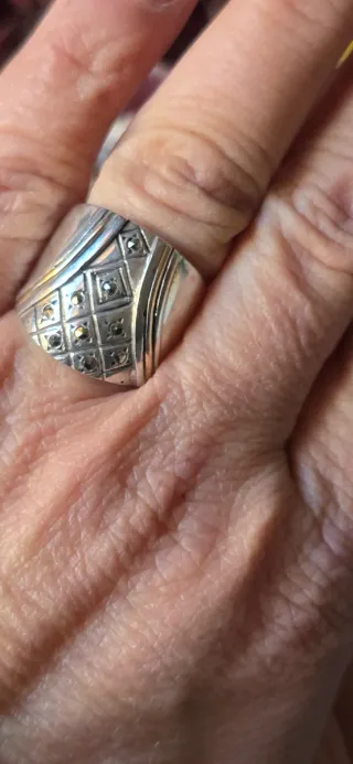 Anillo Plata de Ley con Marcasitas vintage