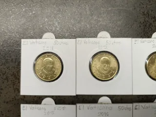 6 Monedas Vaticano de 50 Céntimos Euro 0,50€
