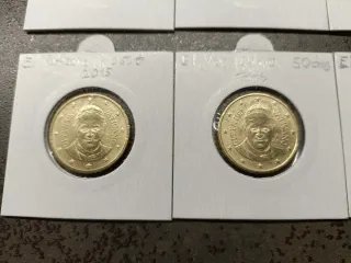 6 Monedas Vaticano de 50 Céntimos Euro 0,50€