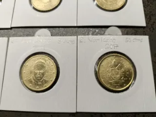 6 Monedas Vaticano de 50 Céntimos Euro 0,50€