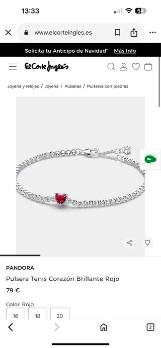 Pulsera Pandora Corazón Rojo