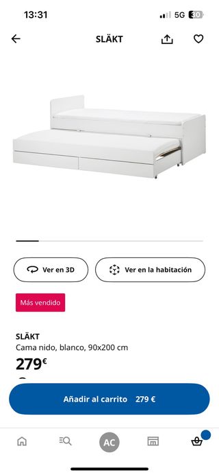 Cama nido Ikea blanca madera. Incluidos colchones.
