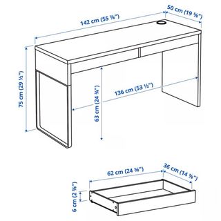 Escritorio IKEA MICKE blanco, 140 cm con 2 cajones