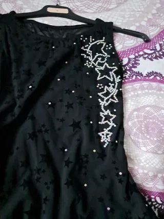 Maillot Patinaje Artístico Negro Estrellas