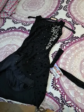 Maillot Patinaje Artístico Negro Estrellas