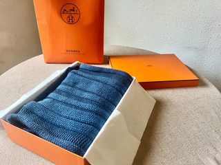 Bufanda Hermès de Cashmere 100% azul