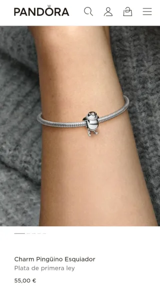 Charm Pingüino Pandora Plata