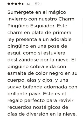 Charm Pingüino Pandora Plata