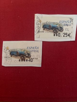 Lote 2 sellos España coche antiguo