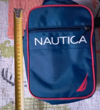 Bolso Nautica Hombre Azul y Rojo