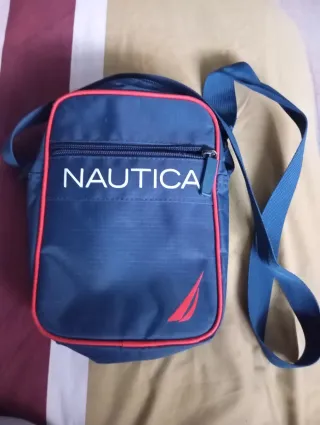 Bolso Nautica Hombre Azul y Rojo