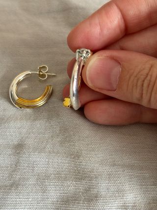Pendientes Tous aro doble de plata y baño de oro