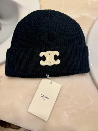 Gorro Celine Paris Negro y Beige