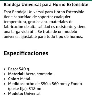 Parrilla  Horno Extensible Universal