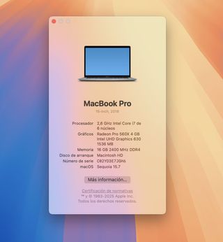MacBook Pro 15 2018 i7 16GB RAM