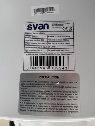 Termo Eléctrico Vertical 92 Litros Svan ST10000