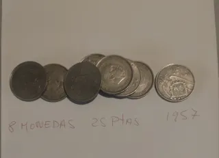 Lote 8 Monedas 25 Pesetas  1957