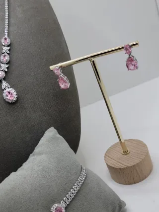 Conjunto de Joyas Rosa y Plateado