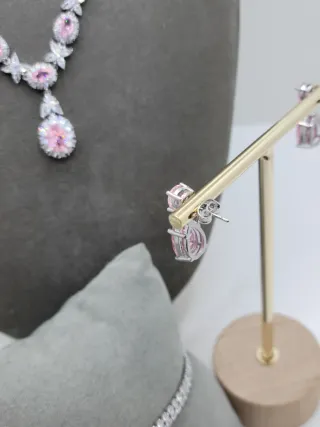 Conjunto de Joyas Rosa y Plateado