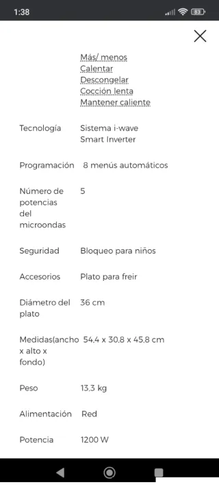 Horno y microondas LG (2 en 1) MH7265DPS 1200W