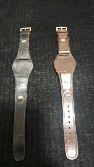 Correas Antiguas de Reloj Cuero Negro y Marrón