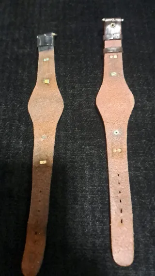 Correas Antiguas de Reloj Cuero Negro y Marrón