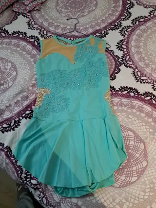 Maillot patinaje artístico turquesa