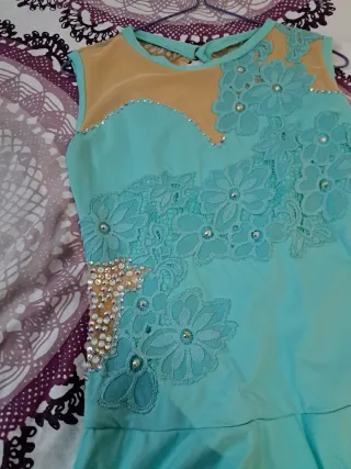 Maillot patinaje artístico turquesa
