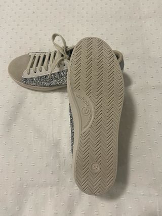 Zapatillas deportivas Brownie plata y beige