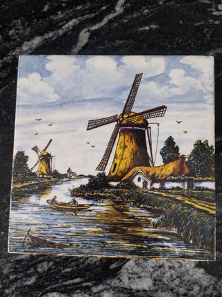 6 Azulejos de cerámica Delft Pintados a Mano.